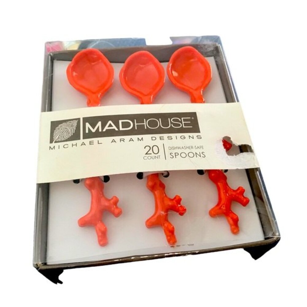 MADHOUSE Tasting Spoons by Michael Arak Designs 20 Count Dishwasher Safe Orange